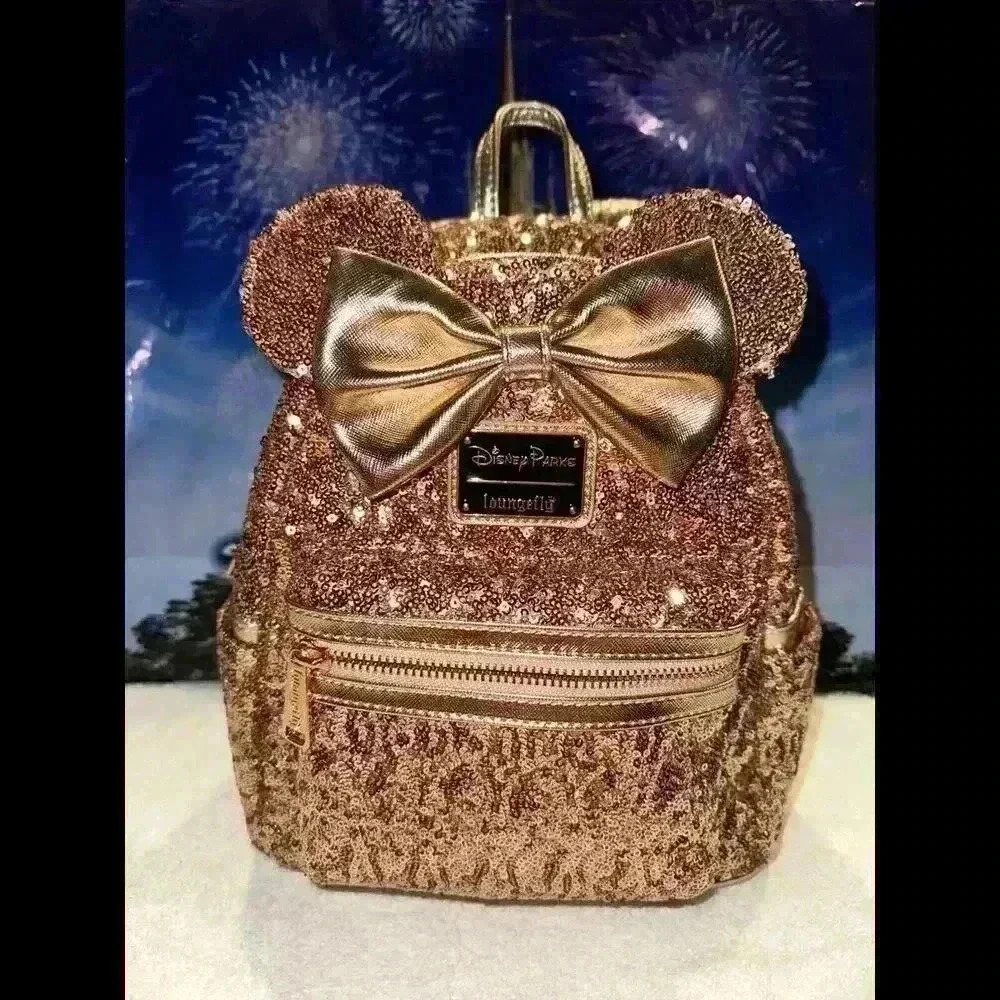 Disney‎ Parks Exclusive Loungefly Sequined Rose Gold Pink Mini Backpack Ltd. Ed.